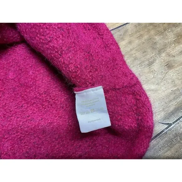 Free People Theo Alpaca Blend V-Neck Sweater Fuchsia Size Medium - Picture 8 of 10